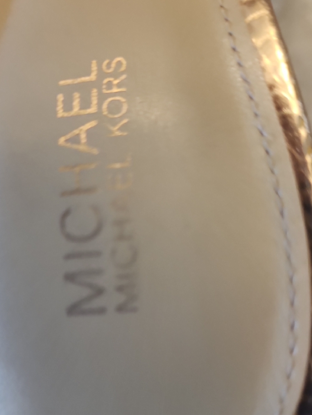Michael Kors Metallic Gold Double-Band Slide Sandals - Picture 6 of 6